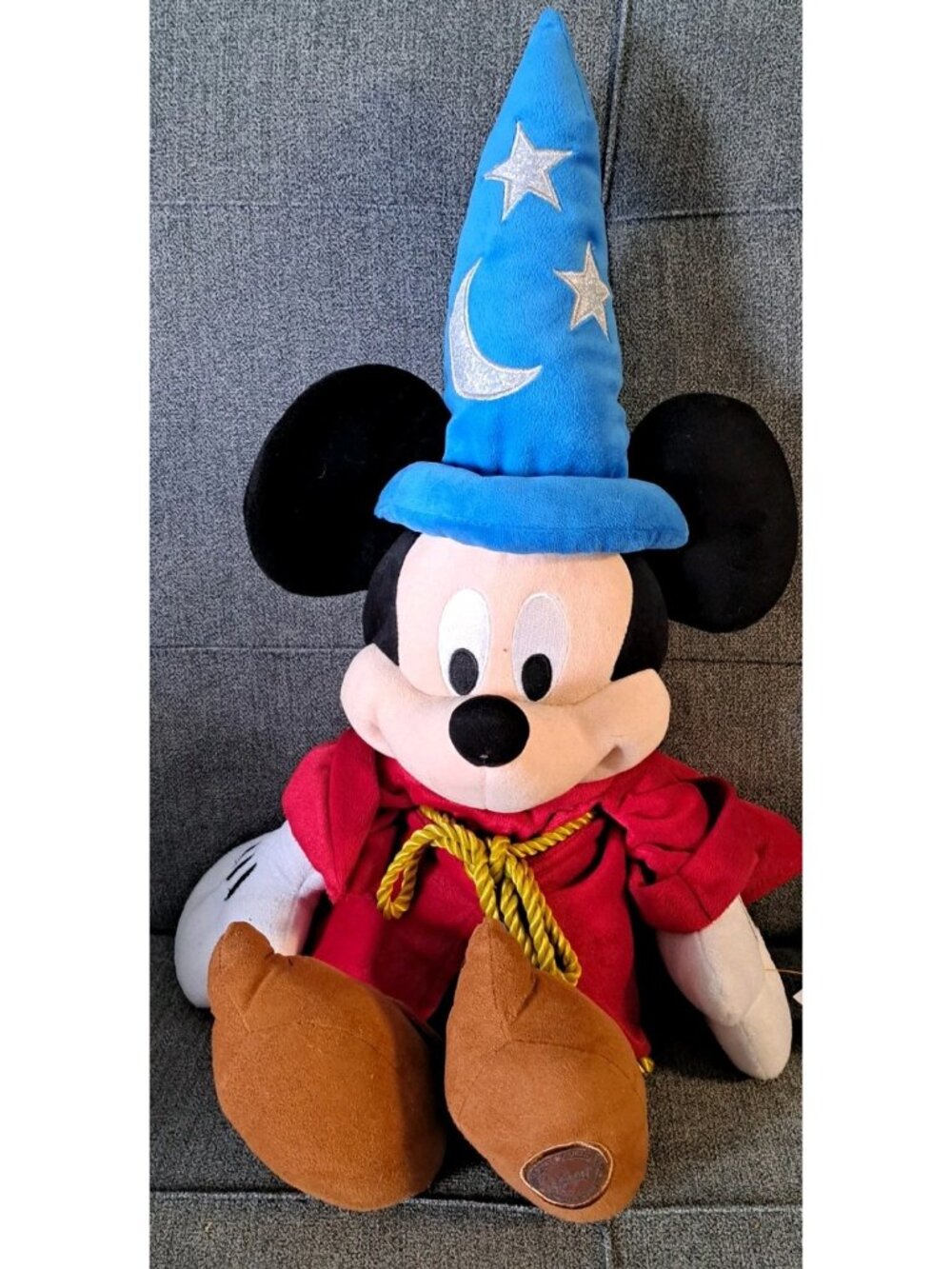 Disney Store Mickey Mouse Plush Sorcerer’s Apprentice 24" Red Robe Blue Hat Star